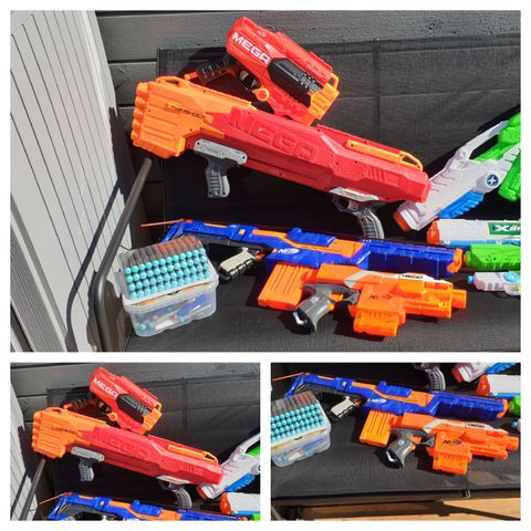 NERF GUN's selges. 2× Mega og 2 × "vanlig"