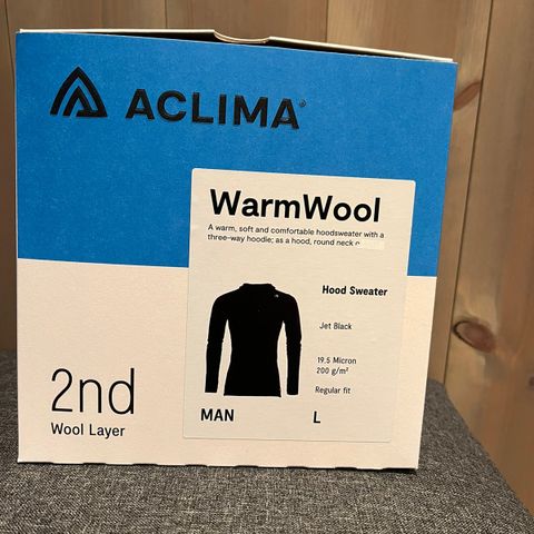 Aclima Warmwool hoodsweater herre str L. Ny i eske.