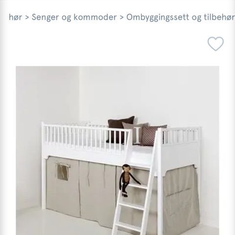 Oliver furniture, seaside liten+ lekemadrass og forheng til halvhøy seng