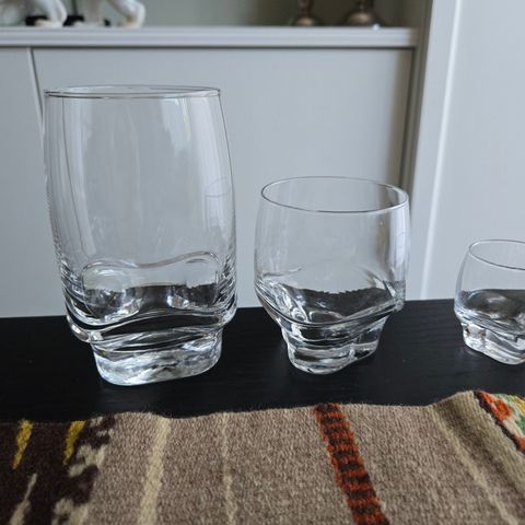 Øl, whisky og shotglass iittala valssi, munnblåst