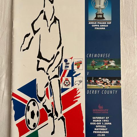 Program Cremonese - Derby County Anglo Italian Cup Finale 1993