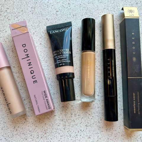 Concealere fra Lancome, Code8, Dominique og Pat McGrath