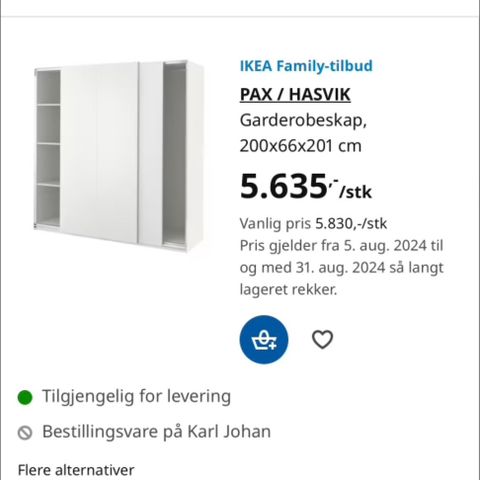 Garderobeskap fra ikea