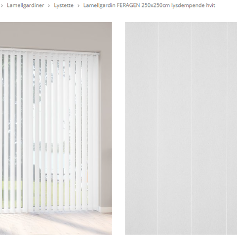 Lamellgardin FERAGEN 250x250cm lysdempende hvit