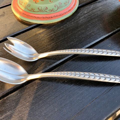 Retro salatbestikk i tinn, Pewter Norway