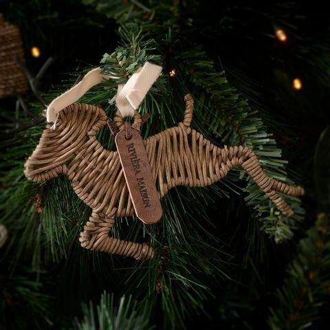 Rustic Rattan Deer Ornament