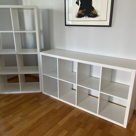 2 IKEA Kallax hvit bokhyller