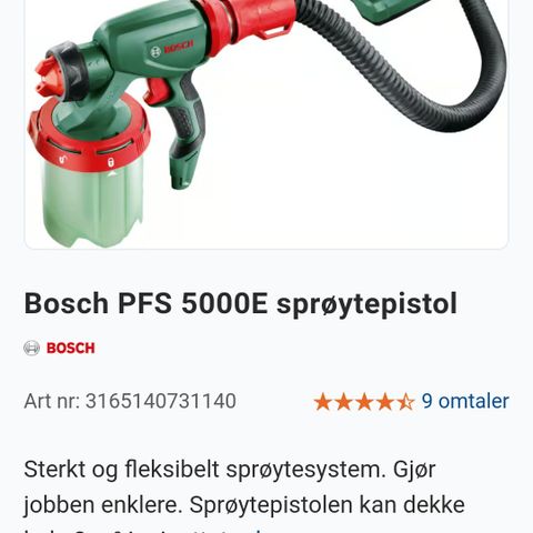 Bosch PFS 5000E sprøytepistol helt ny i eske.