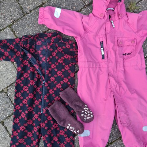 Parkdress, fleecedress og ullsokker str 86