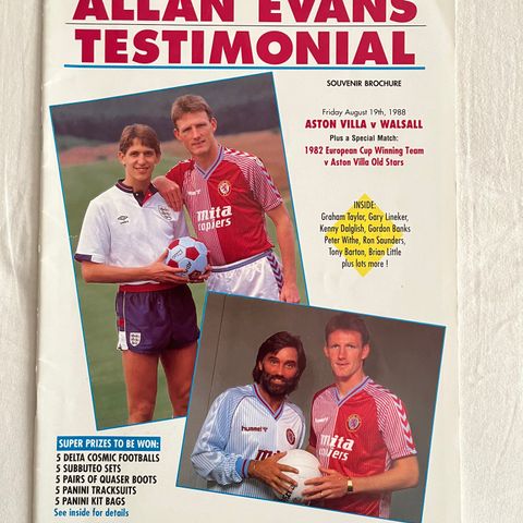 Program Allan Evans Aston Villa Testimonial 1988 inkl. George Best