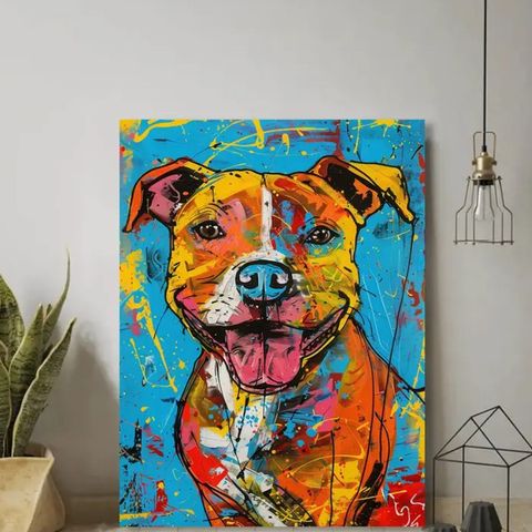 Lerret med Staffordshire Bull Terrier motiv