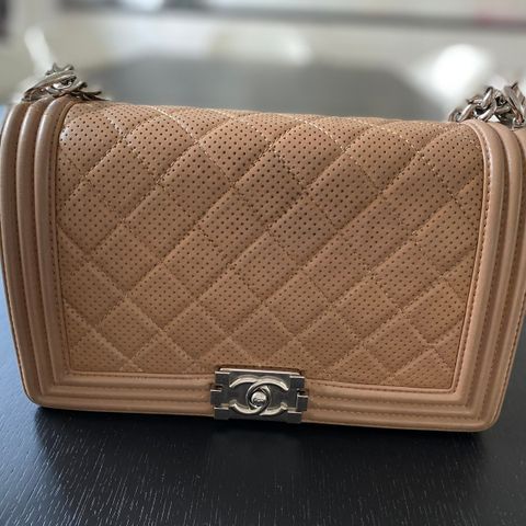 14P Chanel LeBoy Flapbag Perforated Dark Beige lambskin SHW