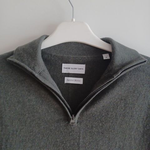 Half zip sweater, merinoull, str. M, grønn