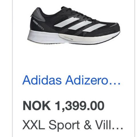 Adidas Adizero Adios 6 str 44 løpesko herre,  ord pris 1399