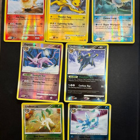 Pokemonkort - fullt reverse holo Eeveelution-sett fra Majestic Dawn