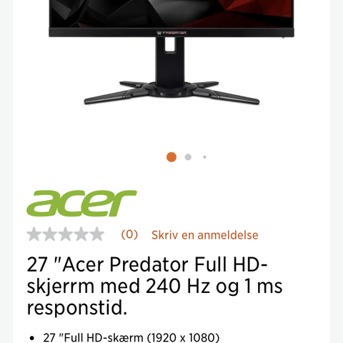 Acer predator xb272 gamingskjerm