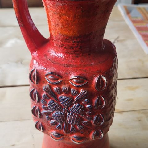 Vintage Dümler Breiden Studio 72 rød keramikk vase West Germany, 70's.