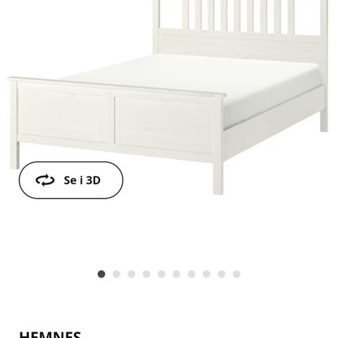 Hvit IKEA HEMNES seng, 180x200