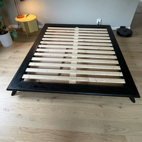 Minimalistic bed frame from Ellos with or without mattress from Ikea