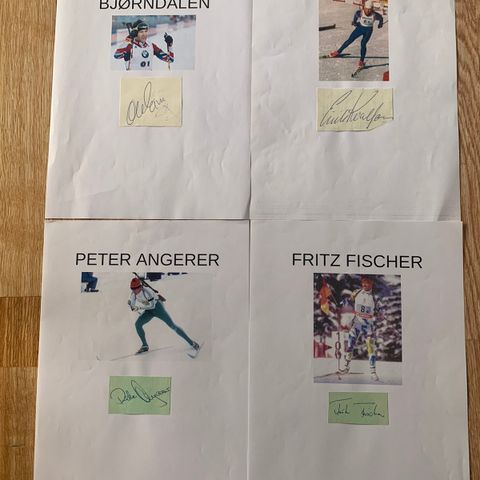 Autografer av 9 mannlige skiskyttere selges