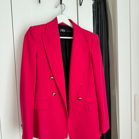 Zara TAILORED DOUBLE-BREASTED BLAZER Gold Buttons Pink Fuchsia Size S