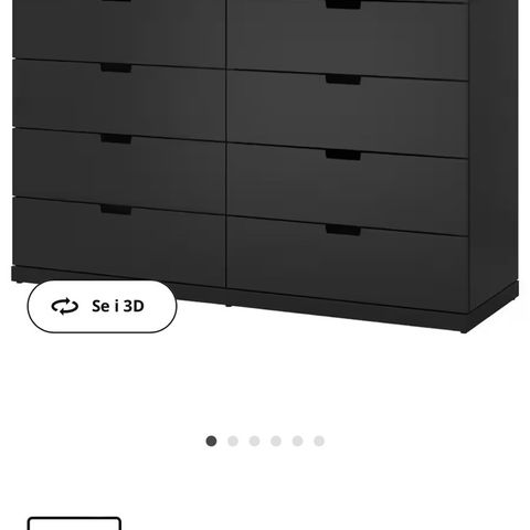 Svart nordli kommode 8 skuffer