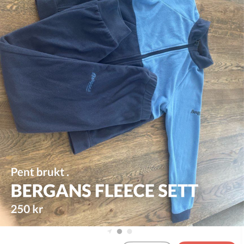 Bergans fleecesett bukse genser jakke Str 116 smådøl