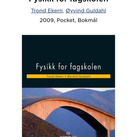 Fysikk for fagskolen
Trond Ekern, Øyvind Guldahl
2009, Pocket, Bokmål