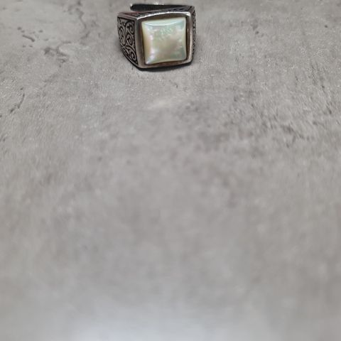 Herrer Ring solv 925  med Pearlstein   stein