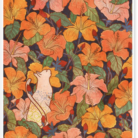 Plakat / Poster Cat in a Hibiscus Field 60 x 90