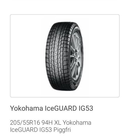 205/55R16 94H XL Yokohama IG 53 Piggfritt