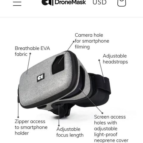 DRONE MASK 2 - Googles til drone flyving, film eller gaming.