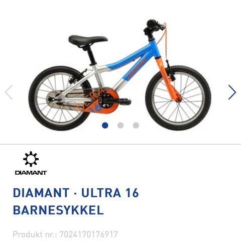 Diamant Ultra 16”, sykkel til gutt.