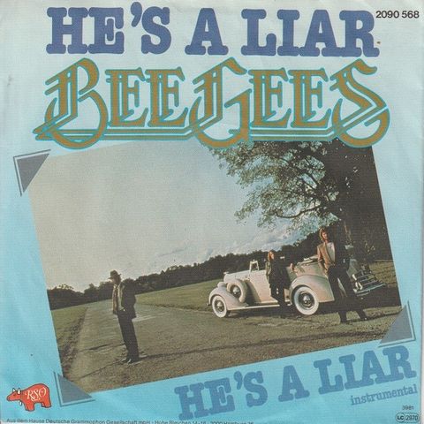 Bee Gees " He's A Liar / He's A Liar (Instrumental) " Single selges for kr.25