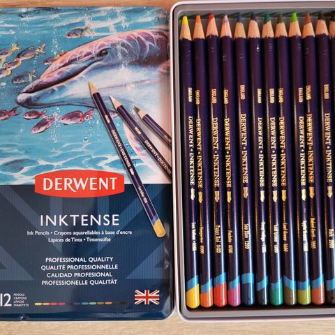 Derwent Inktense sett  med 12 farger