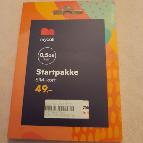 Mycall Startpakke 49kr. Inkludert 0.5gb