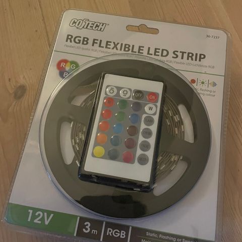 LED-list RGB med fargekombinasjoner og fjernkontroll, Cotech