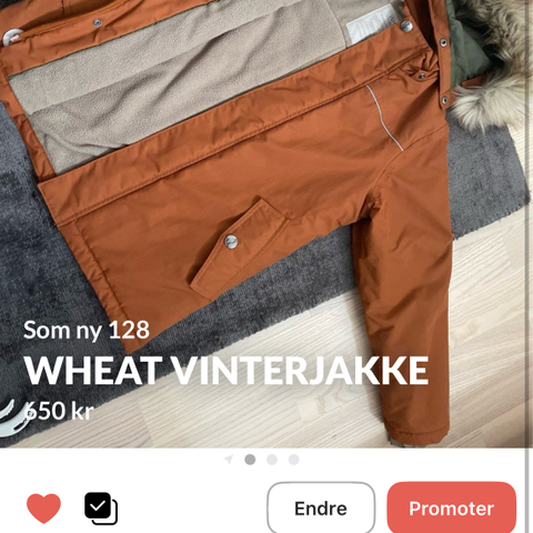 Wheat vinterjakke som ny Str 128