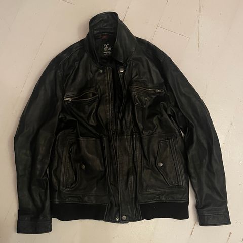 LRG Limited Rare Leather Lær Jakke Jacket Svart Black BRUKT