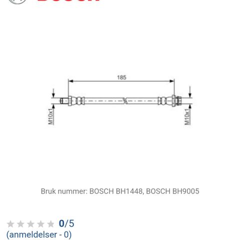 2 stk Bosch bremseslange volvo v70