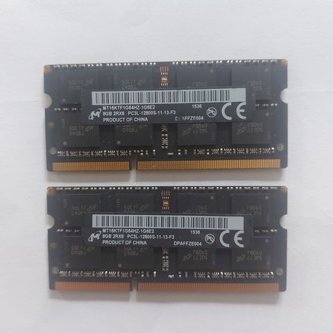 2 x 8 gb ddr 3 - 12800S total 16 gb .rambrikkene  til bærbar pc