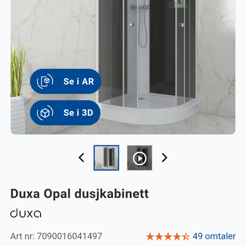 DUXA Opal dusjkabinett 90x90