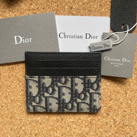 Dior Card Holder (6 Card Slot) Dior Oblique Jacquard with Black Grained Calfskin