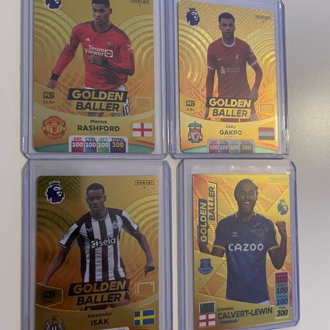 4 Panini Premier League Golden Baller fotballkort