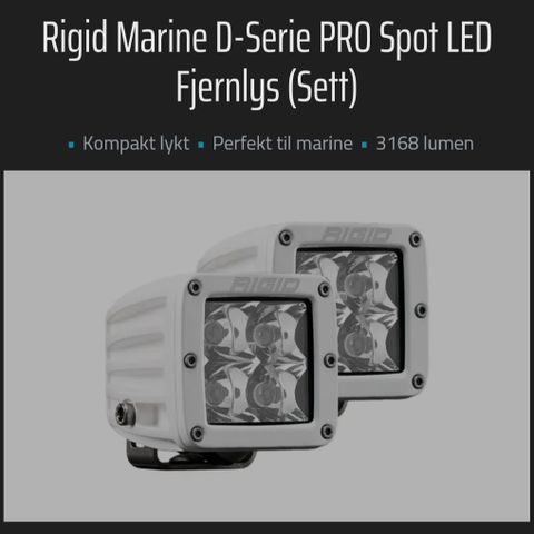 Rigid Marine D-Serie PRO Spot LED Fjernlys (Sett)