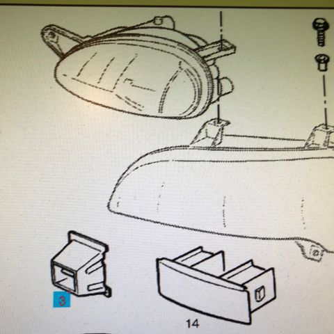 Hovedlykt festeklips    Corsa B, Combo B og Tigra A    93-00