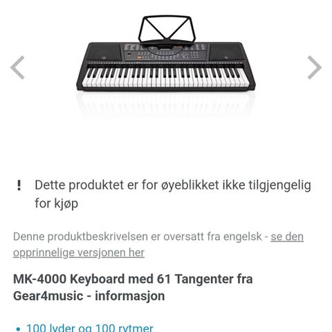 Lite brukt keyboard m/regulerbart stativ