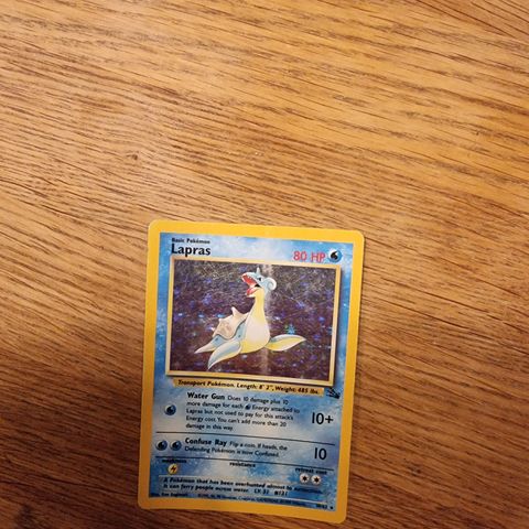 Lapras. 10/62. Rare holo. Fossil. Pokémon-kort