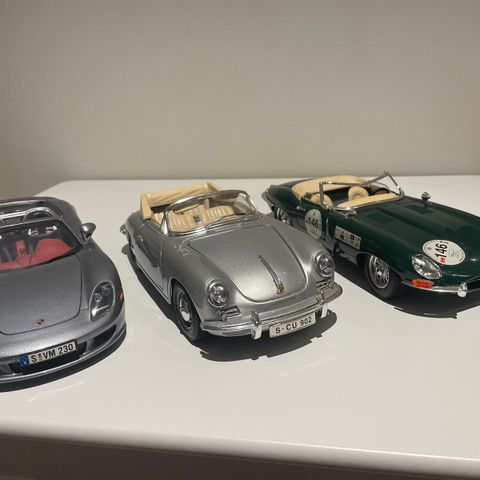 Burago og Motormax modellbiler Porsche og Jaguar