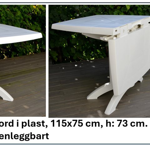 Hagebord  plast, sammenleggbart